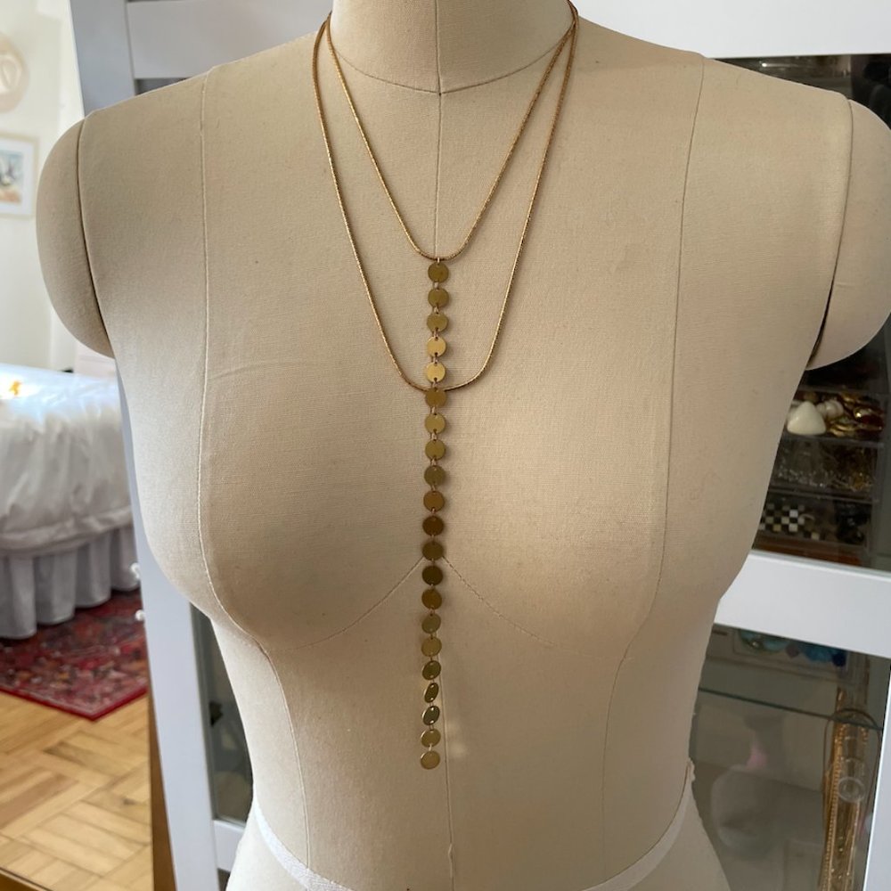 Gold lariat necklace